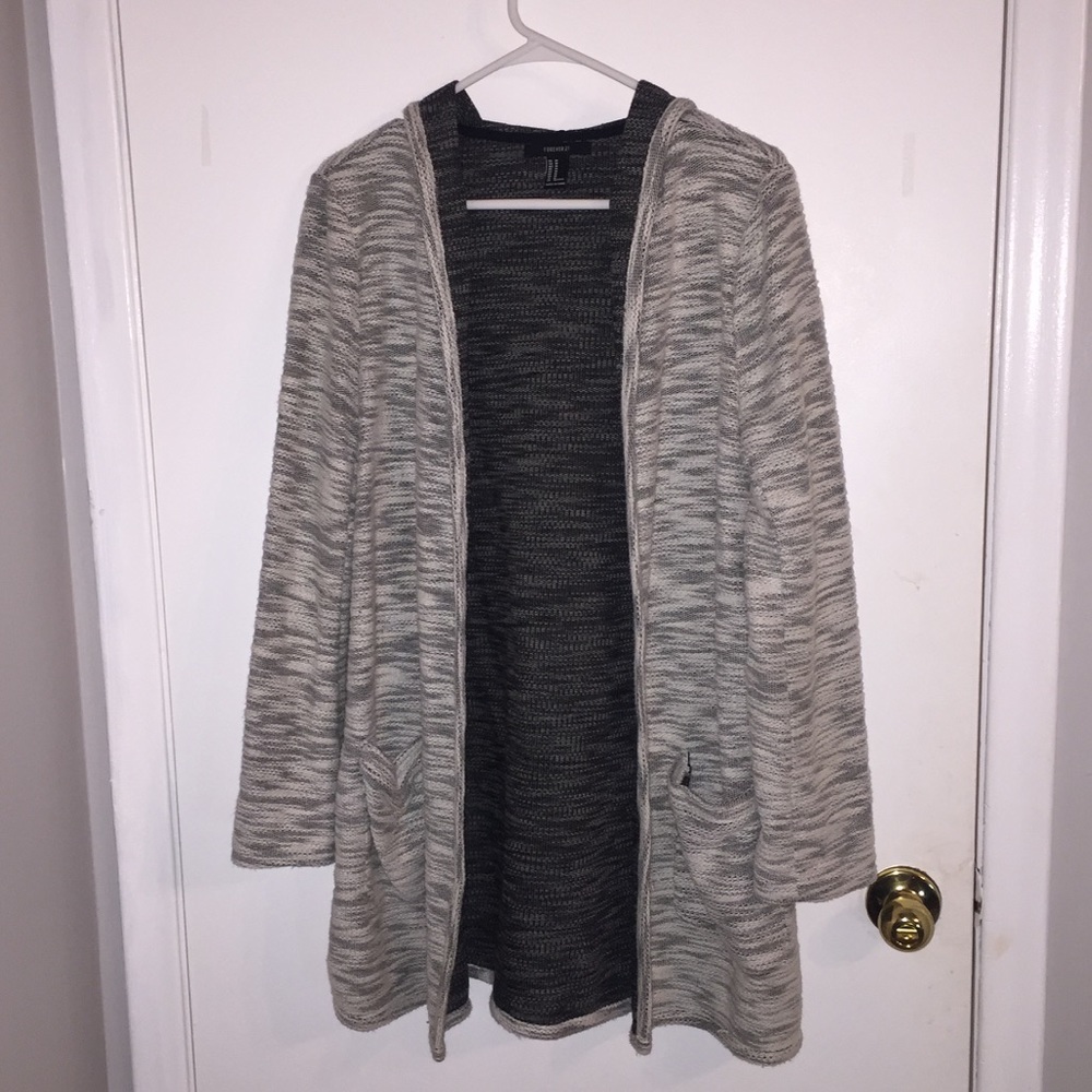 Grey Women's Long Cardigan Size Medium FOREVER 21